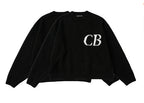Unisex Casual Oversized CB Letter Knit Crew Neck Sweater
