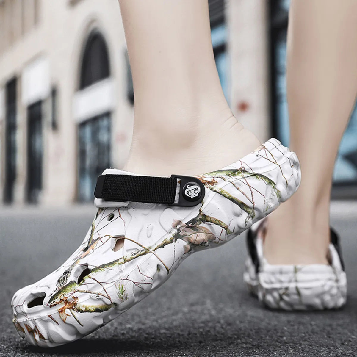 Men's printed round toe sandals by Plush Fashion Hub, showcasing stylish footwear with comfortable design and vibrant printed pattern.