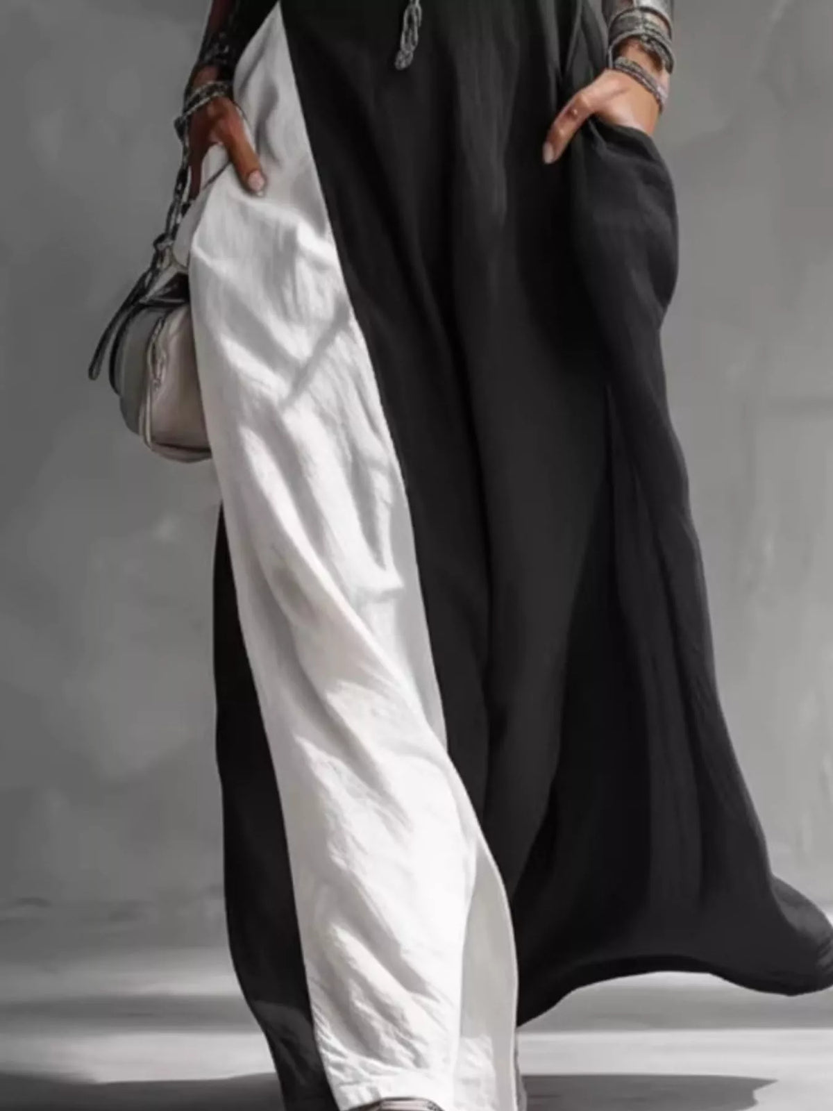Two-tone sleeveless maxi dress by Plush Fashion Hub featuring an elegant, casual floor-length summer gown with a stylish design.