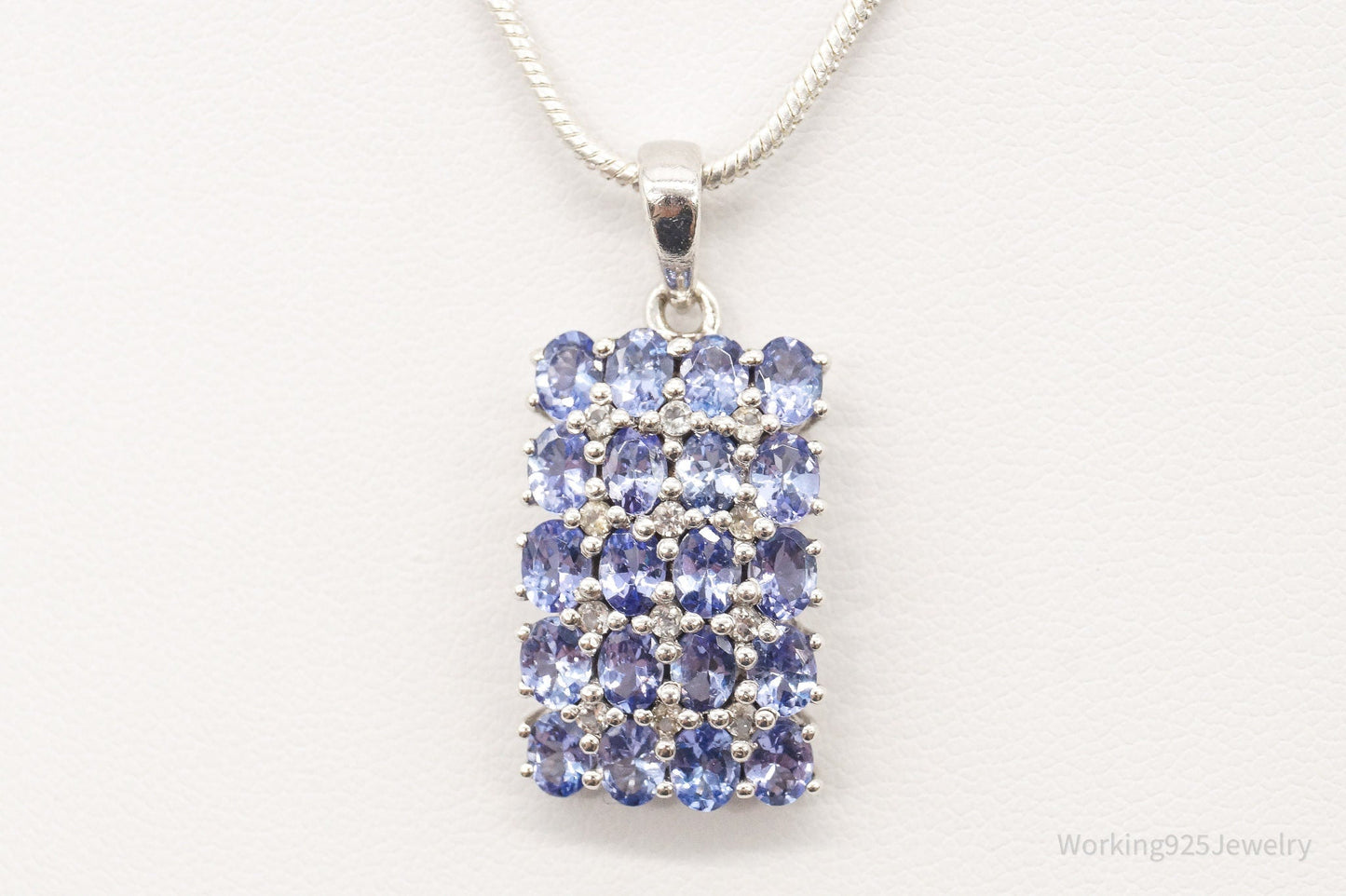 Vintage Designer TGGC Iolite Cubic Zirconia Sterling Silver Necklace Working 925 Jewelry