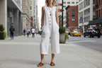 Women's retro sleeveless wide-leg cropped jumpsuit from FitiqueFit, casualwear with a stylish, relaxed fit and wide-leg design.