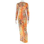 Round-neck long-sleeve retro trendy dress by LadyShow.Store, featuring a stylish vintage-inspired design and comfortable fit.