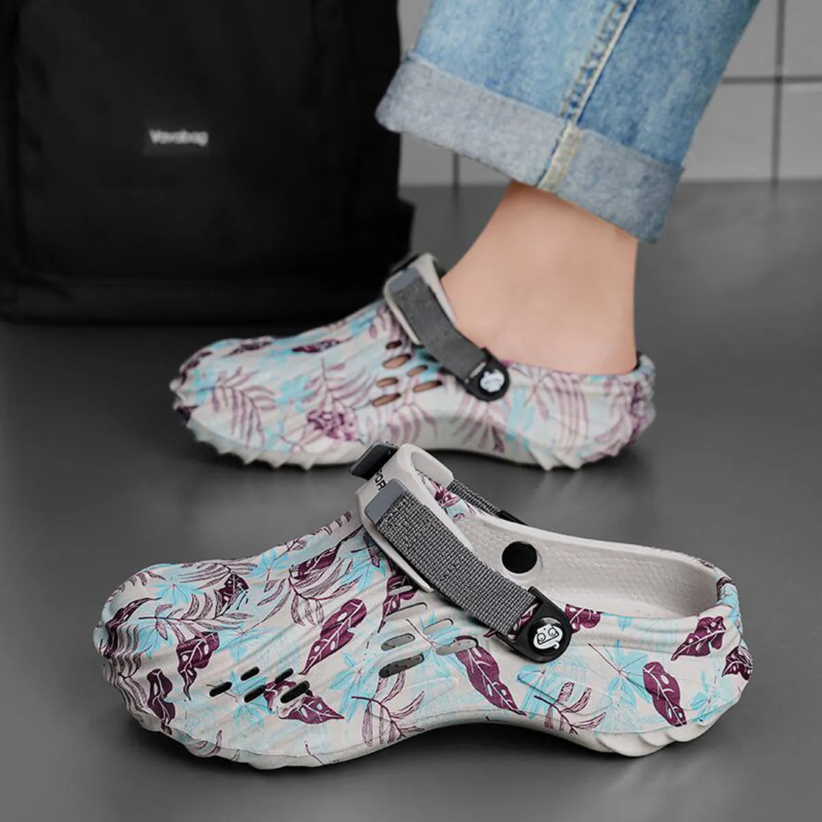 Men's floral pattern breathable sandals by Plush Fashion Hub, showcasing comfortable footwear with colorful floral design and open-toe style.