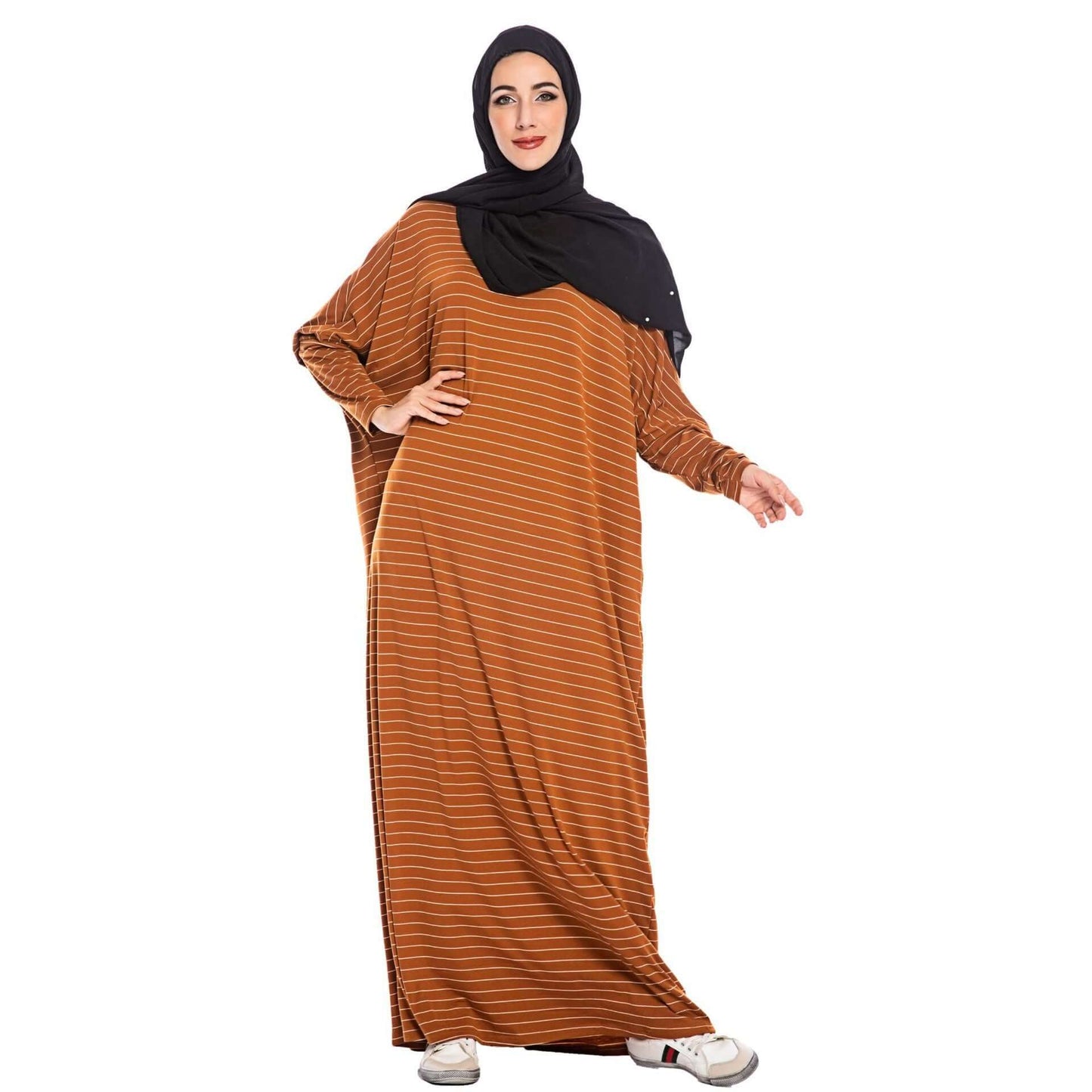 Large Women's Fashion Comfortable Bat Long Sleeve Stripe Casual Long DMake a statement with our Large Women's Fashion Comfortable Bat Long Sleeve Stripe Casual Long Dress! Made with soft cotton fabric and available in a variety of coloLong DressPlush Fashions ShopPlush Fashion Shop