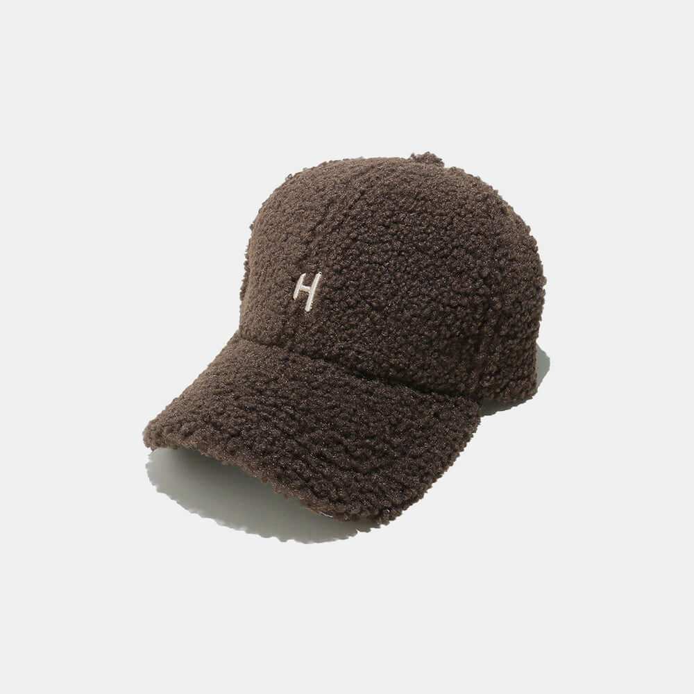 Sherpa Letter H Embroidered Cap in brown polyester with 2.8-inch brim.