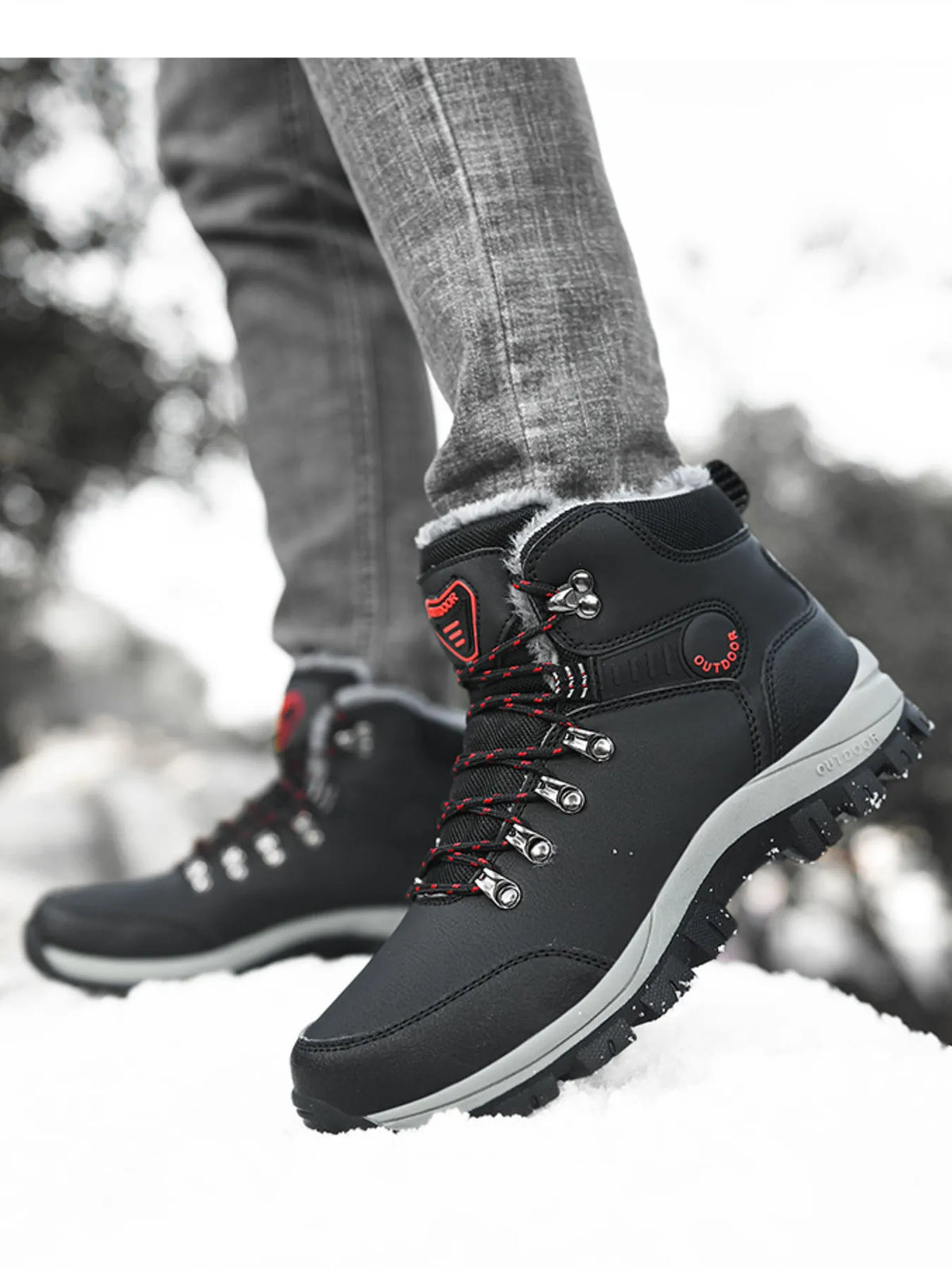 Men's lace-up ankle boots from Plush Fashion Hub, stylish footwear with sturdy soles and leather finish.