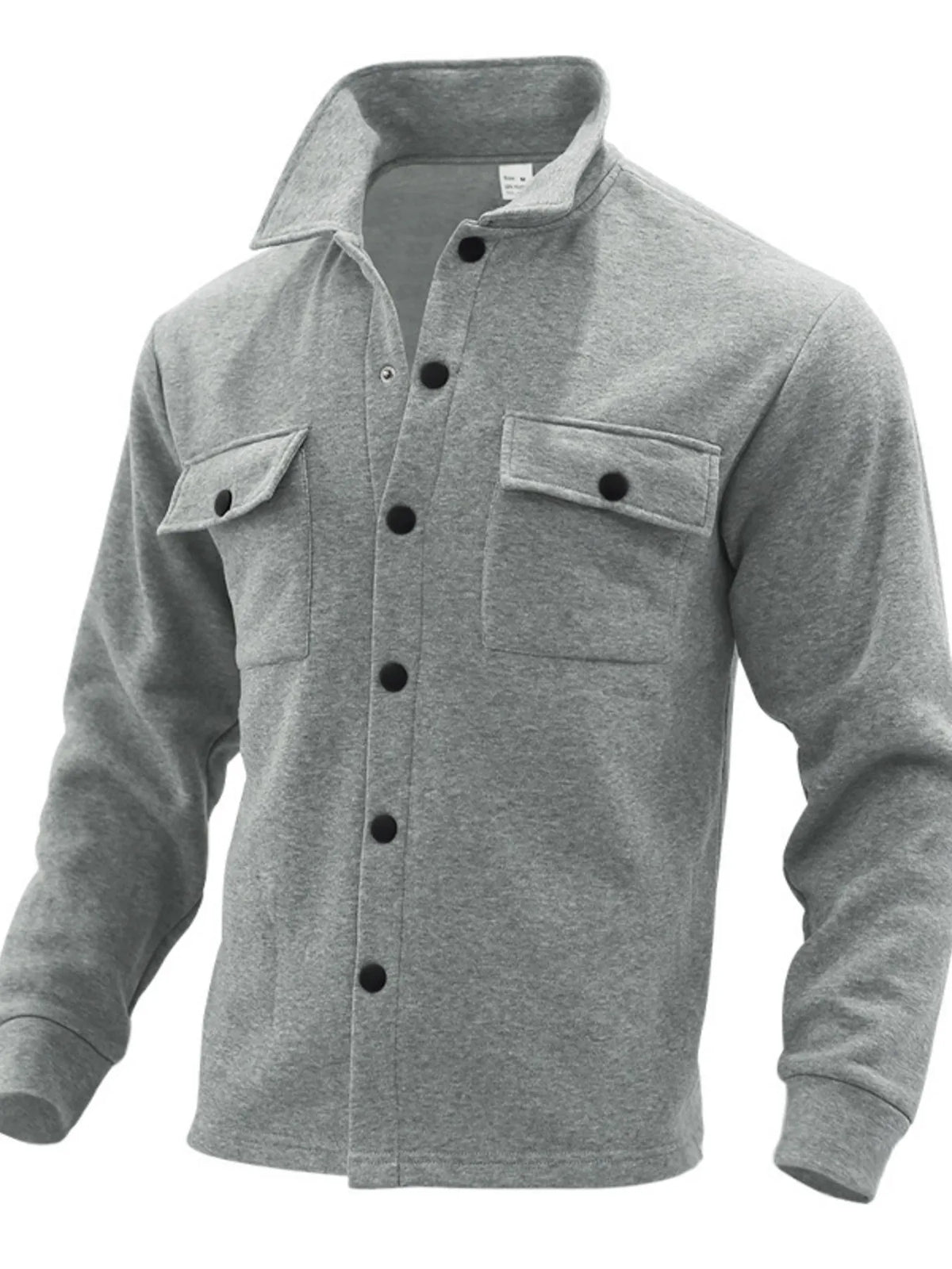 Men's full-size button-up long sleeve jacket by Trendsi, shown in a stylish men's jacket with a classic collar and button front.