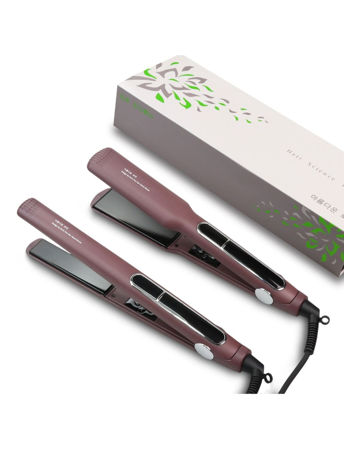 Plush Fashion Hub professional 2-in-1 hair straightener and curling iron with dual ceramic plates and ergonomic handle.