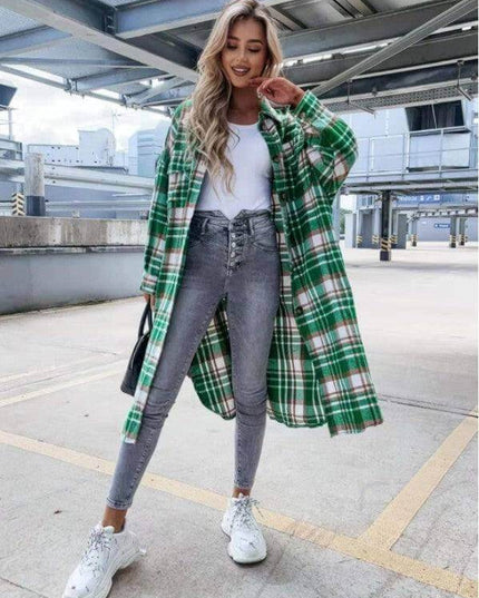 New Style Lengthened Plaid Shirt Women's Clothing - Plush Fashion Shop #