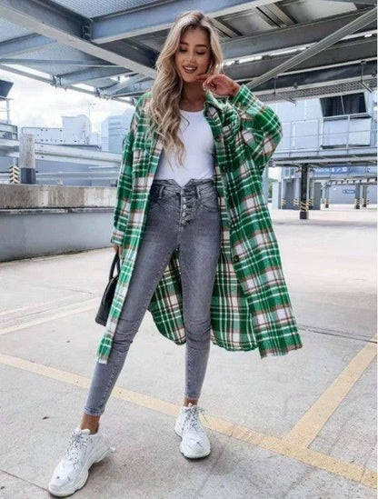 New Style Lengthened Plaid Shirt Women's ClothingExperience style and comfort with our New Style Lengthened Plaid Shirt! Made from 30%-50% cotton, this shirt features a classic check pattern and long sleeves for a ShirtPlush Fashions ShopPlush Fashion Shop