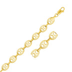 11.0mm 14k yellow gold puffed mariner link bracelet with polished finish, featuring rounded, interconnected links.
