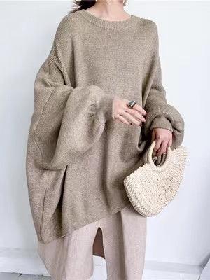 Batwing Sleeves Loose Solid Color Sweater Top Plush Fashion Hub
