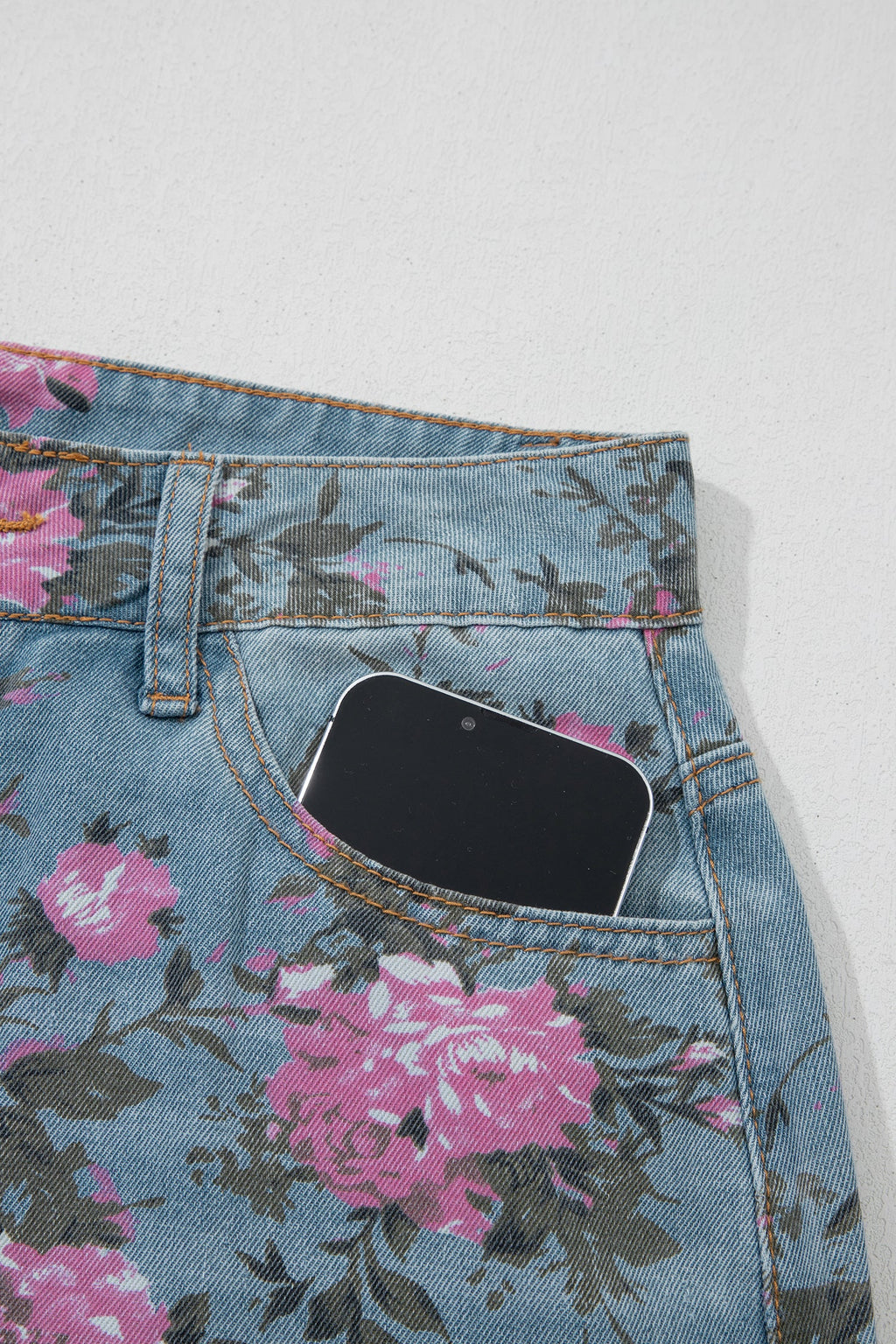 Esme floral print bootcut jeans by Threaded Pear, showcasing colorful floral patterns and classic denim fit.