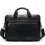 Pi-Mart leather retro casual briefcase showcasing a light brown business bag with handles and a sleek, vintage-inspired design.