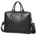 Men's Pi-Mart leather briefcase made of cowhide, horizontal large capacity handbag with sturdy handles and sleek design.