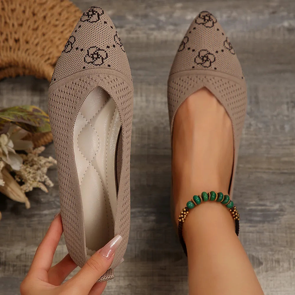 Point toe mesh flat slip-on footwear by Trendsi featuring a sleek design and breathable mesh material for comfortable wear.