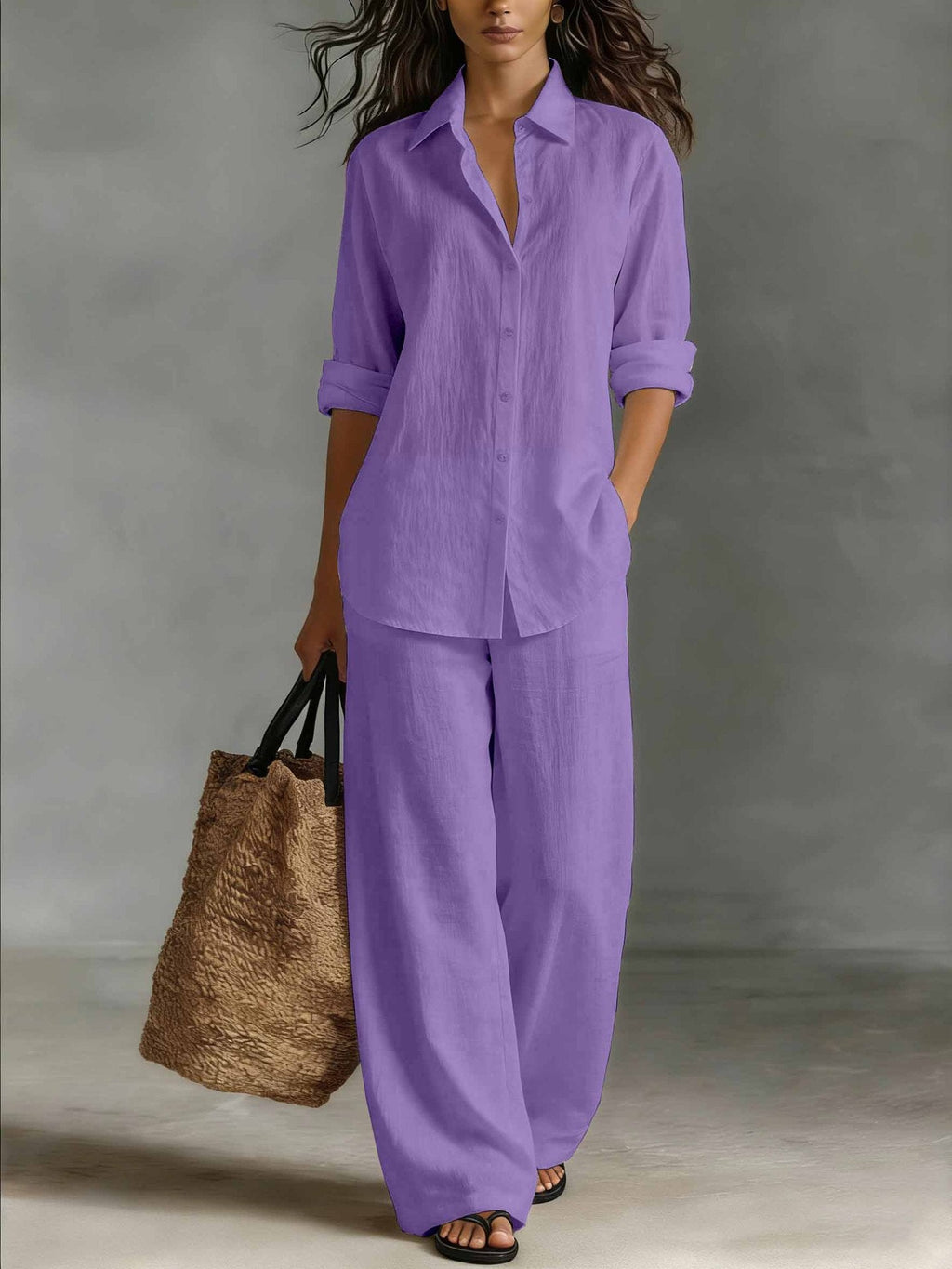Women's Bohemian casualwear set with top and pants by FitiqueFit, featuring relaxed fit and boho style for resort or lounge wear.