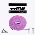 Pink elastic shoelace by Bread, shown threaded through shoe eyelets, stretchy and ideal for comfortable, easy-to-wear footwear.