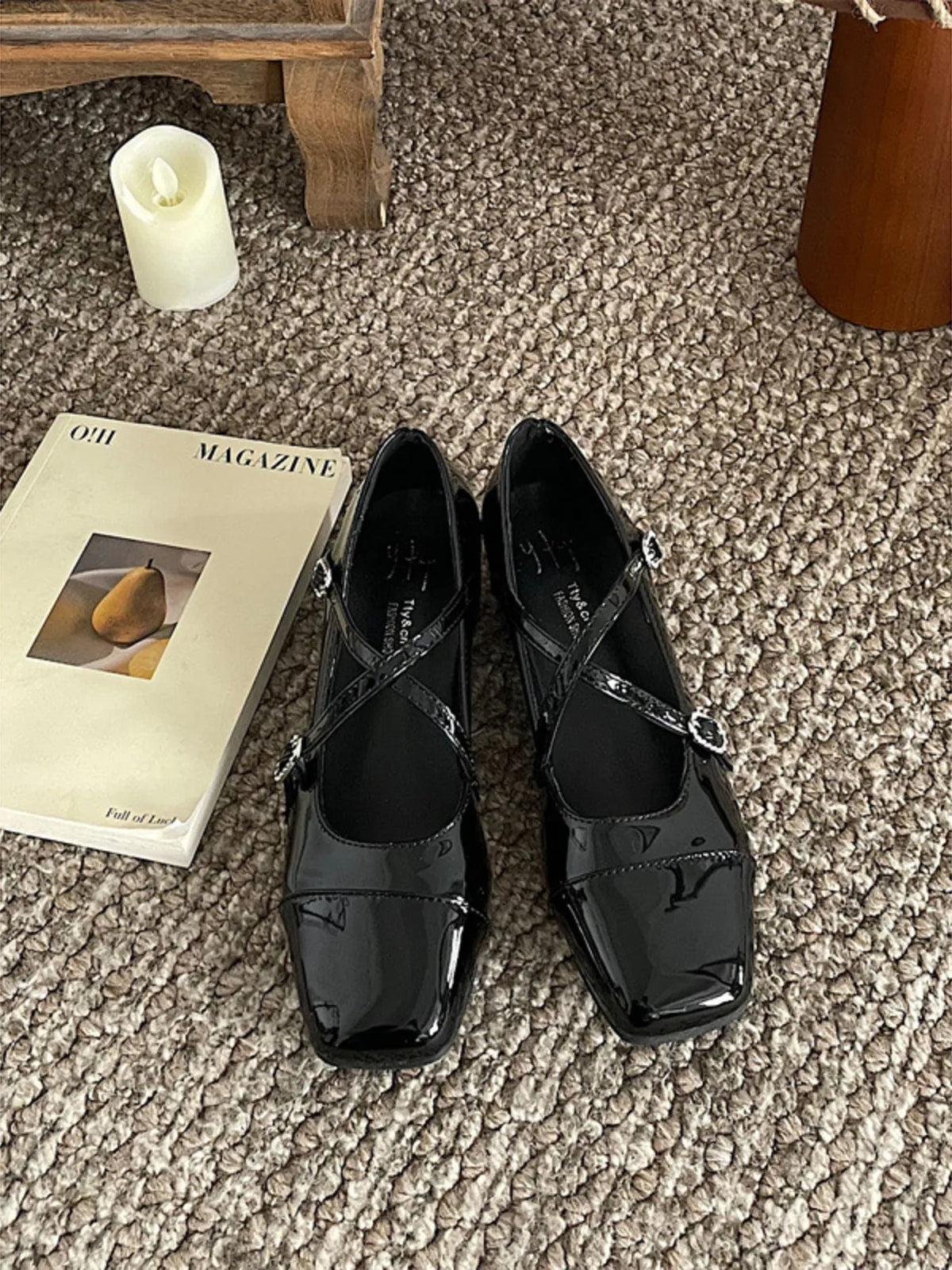 Women's Crisscross Buckle Square Toe Loafers by Trendsi, stylish leather shoes with buckle detail and square toe design.