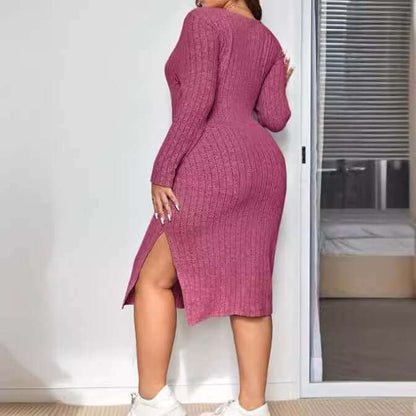 Long Sleeve Narrow Slit-fitting Sunken Stripe Knitted DressMake a statement in this Long Sleeve Narrow Slit Slim-fitting Sunken Stripe Knitted Dress. With a bold rose red color and trendy street hipster style, you'll turn heDressPlush Fashions ShopPlush Fashion Shop