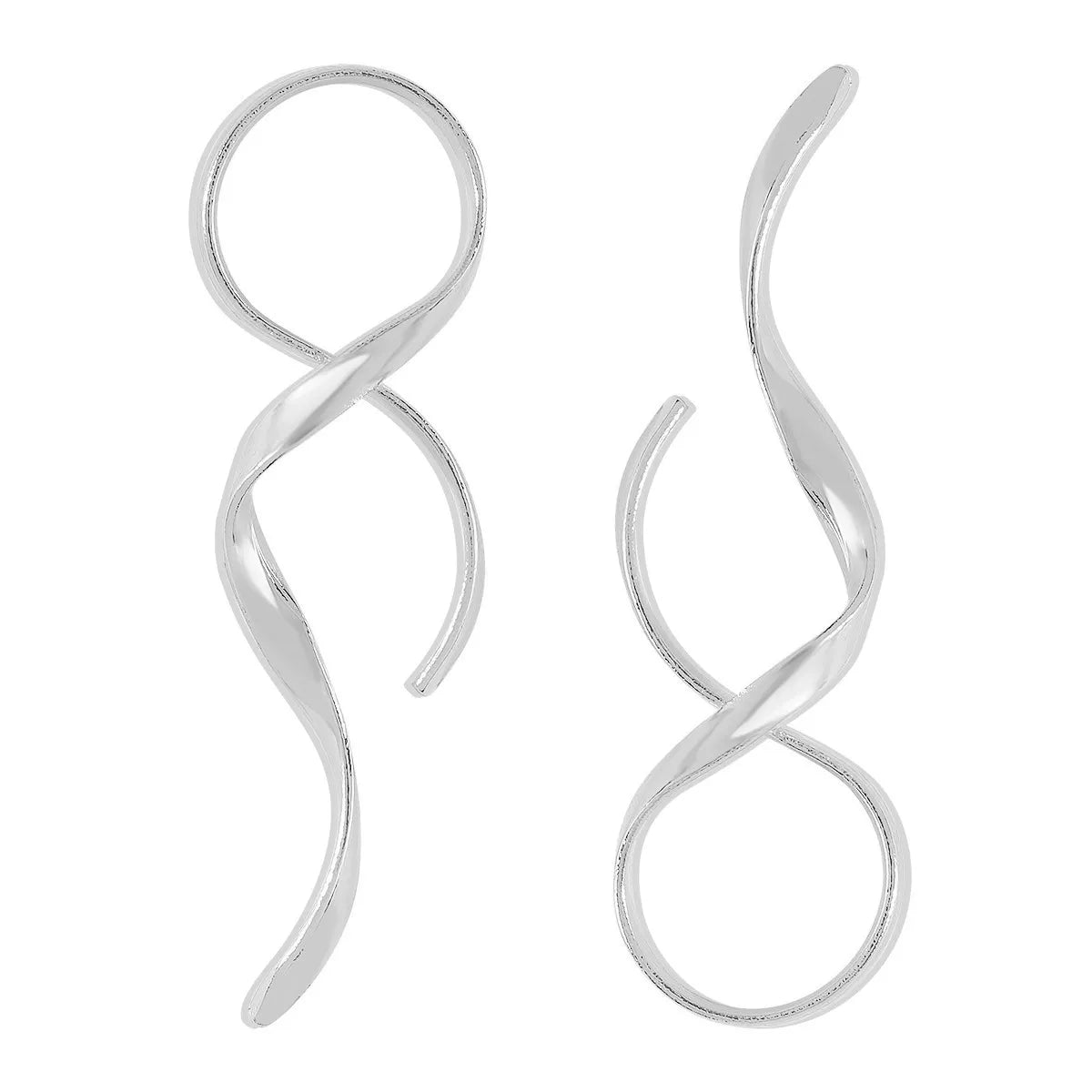 Plush Fashion Hub alloy spiral drop earrings featuring sleek, twisted metal design and elegant dangle style for modern fashion.