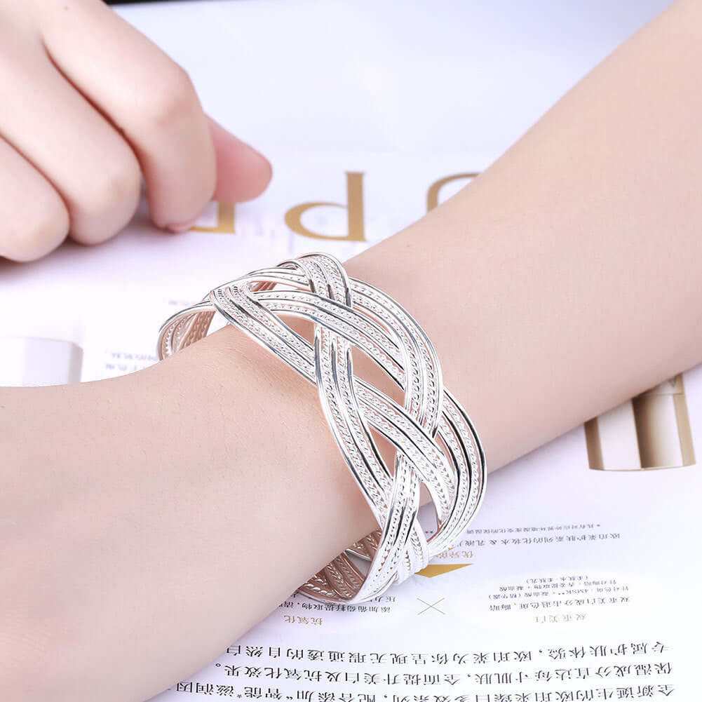 Silver Bangle Bracelet - Plush Fashions Shop 