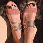 Large size women's flat sandals slippers by LadyShow.Store with open-toe design and comfortable flat sole.