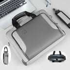Pi-Mart men's laptop briefcase made of shockproof PU leather, stylish handbag with secure zipper closure and sturdy handle.