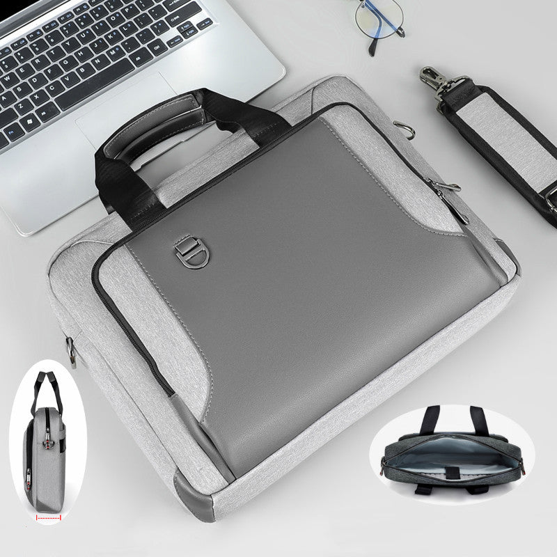 Pi-Mart men's shockproof PU leather laptop briefcase bag with handle, designed for professional use and protection.