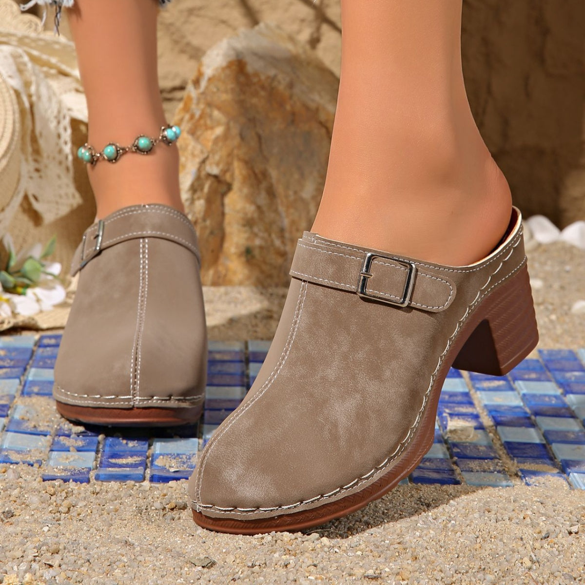 Women’s round toe platform slip-on shoes by Plush Fashion Hub, lightweight and comfortable for daily wear, in neutral color.