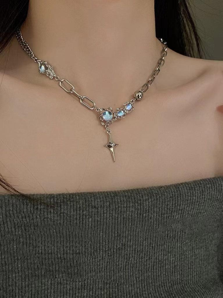 Silver Moonstone Star Necklace Plush Fashion Hub
