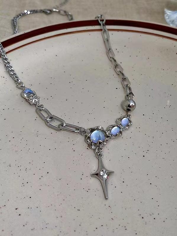 Silver Moonstone Star Necklace Plush Fashion Hub