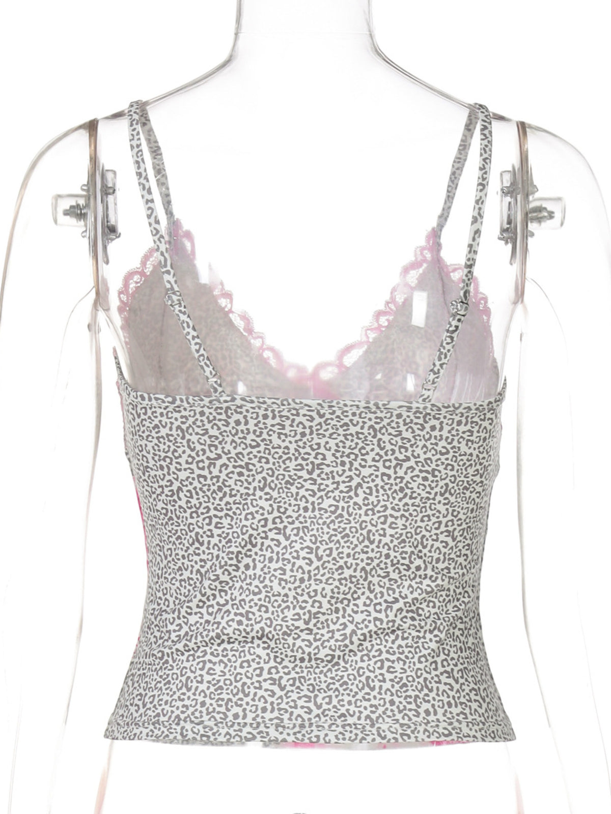 Women's leopard print cami top with lace trim by Plush Fashion Hub, featuring a stylish sleeveless design and adjustable straps.