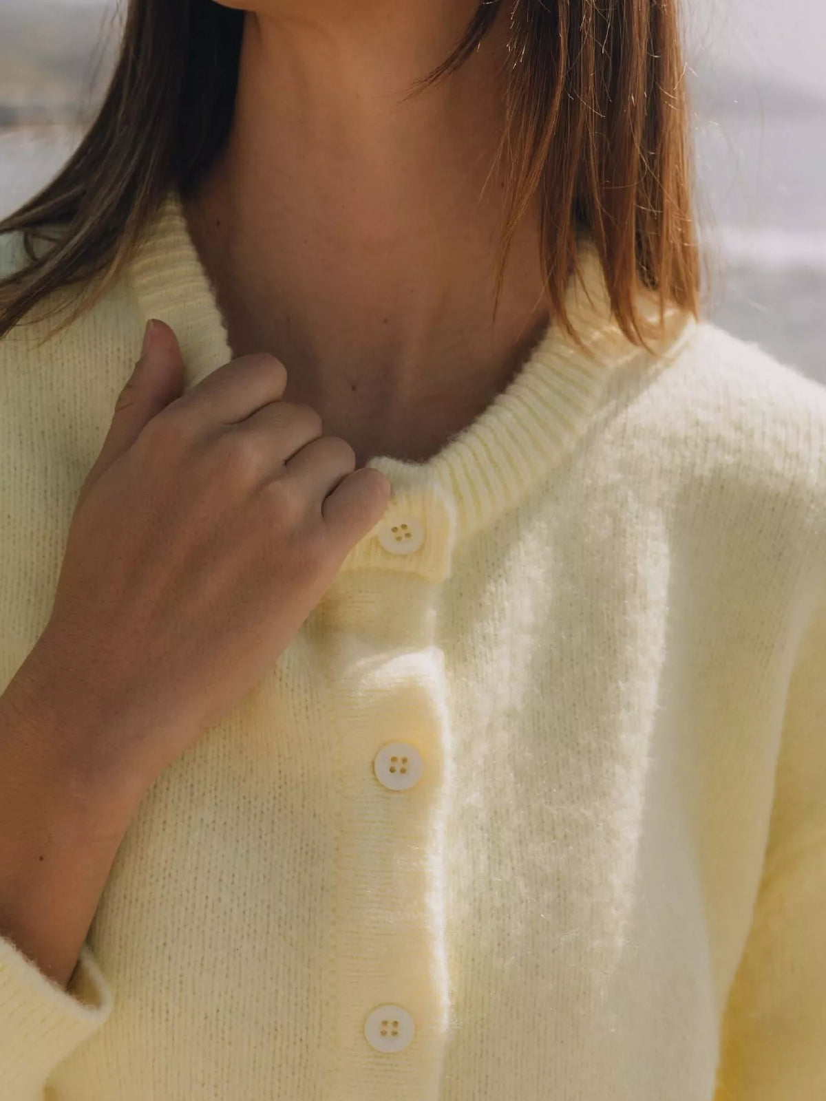 Simply Love button-down knit cardigan in soft, cozy fabric with a classic design and front buttons.