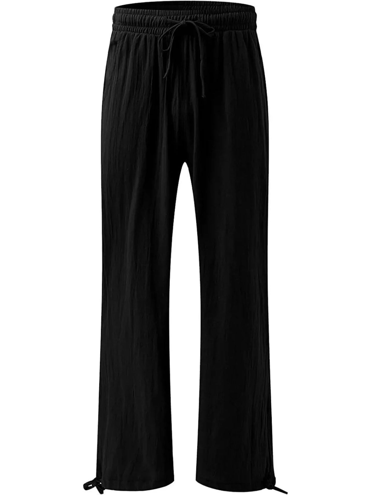 Plush Fashion Hub full-size wide leg pants with drawstring waist, plus size, soft fabric and relaxed fit, shown on model.