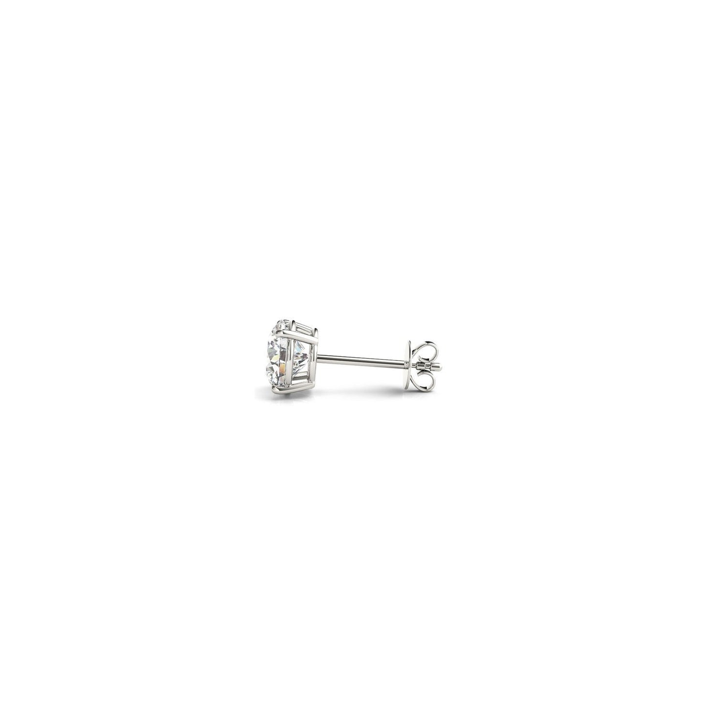 Lab grown round diamond stud earrings in 14k white gold with G/VS2 clarity, featuring 1/2 carat total weight.