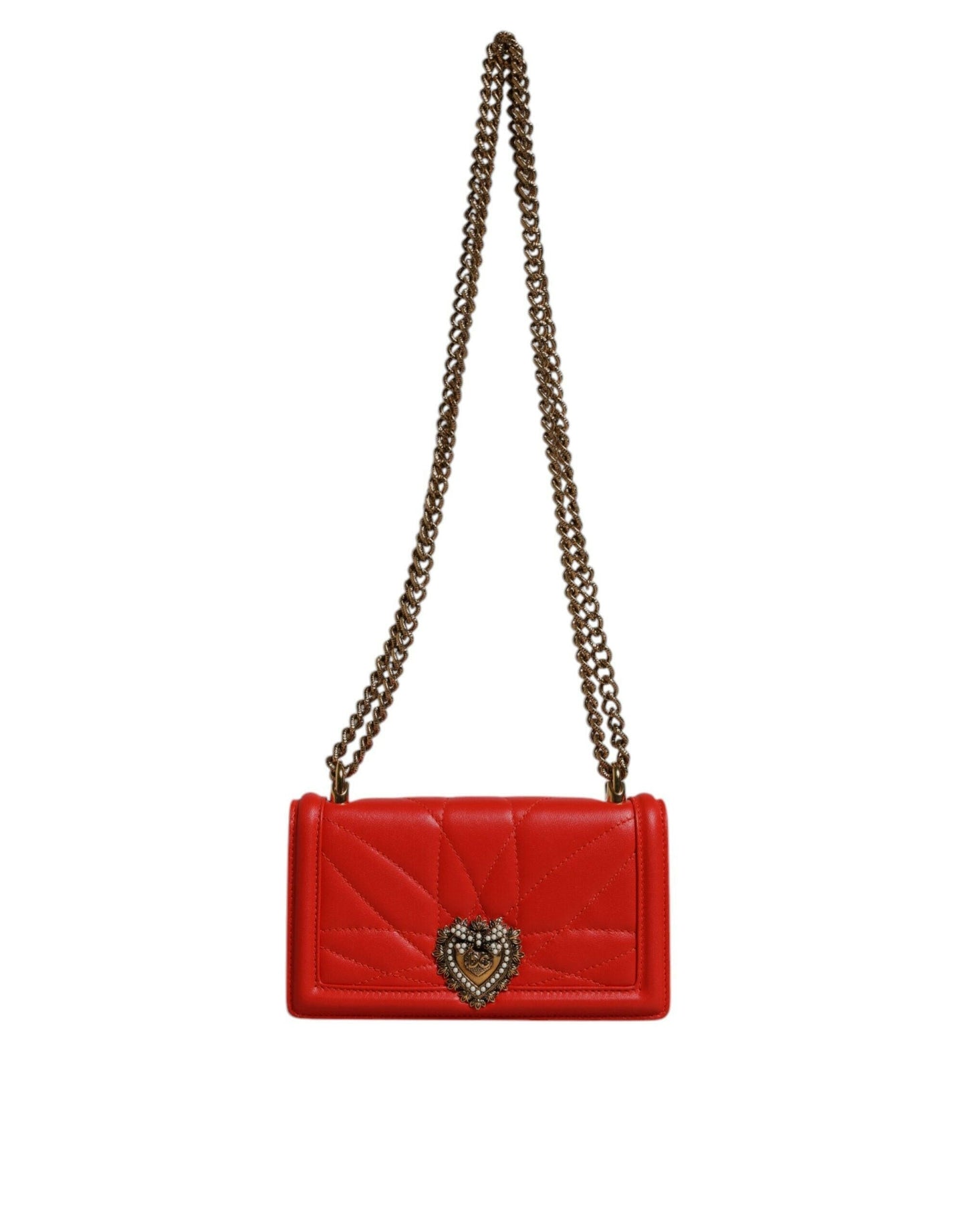 Dolce & Gabbana Red Quilted Devotion Crossbody Chain Phone Cover Bag MaraFormigone