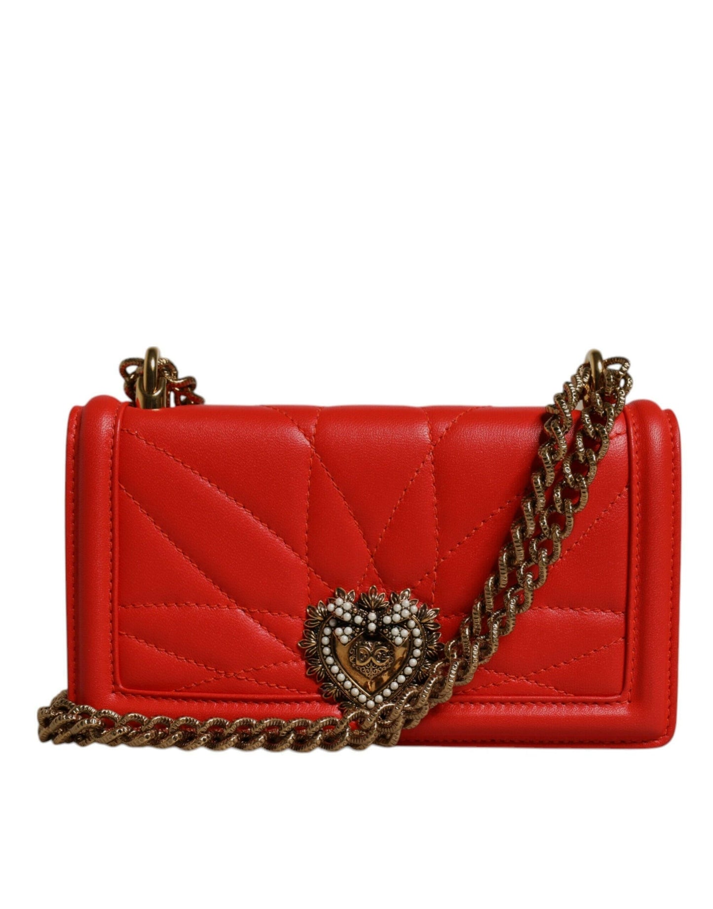 Dolce & Gabbana Red Quilted Devotion Crossbody Chain Phone Cover Bag MaraFormigone