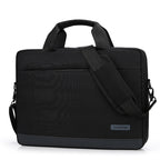 Pi-Mart briefcase with carrying handle, designed for laptops and documents, black leather-look computer bag and shoulder bag style