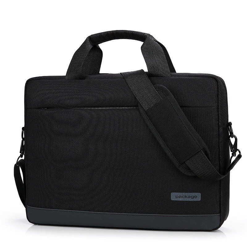 Pi-Mart briefcase with carrying handle, designed for laptops and documents, black leather-look computer bag and shoulder bag style