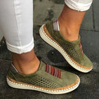Large size casual canvas loafers for women, European and American style, featuring comfortable slip-on design and neutral color.