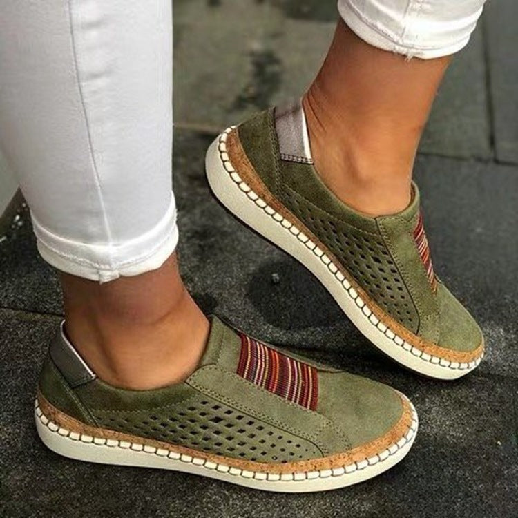 Large size casual canvas loafers for women, European and American style, featuring comfortable slip-on design and neutral color.
