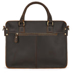Pi-Mart Retro Crazy Horse Leather Briefcase with 14-inch size, featuring sturdy handles and vintage-style design for commuters.