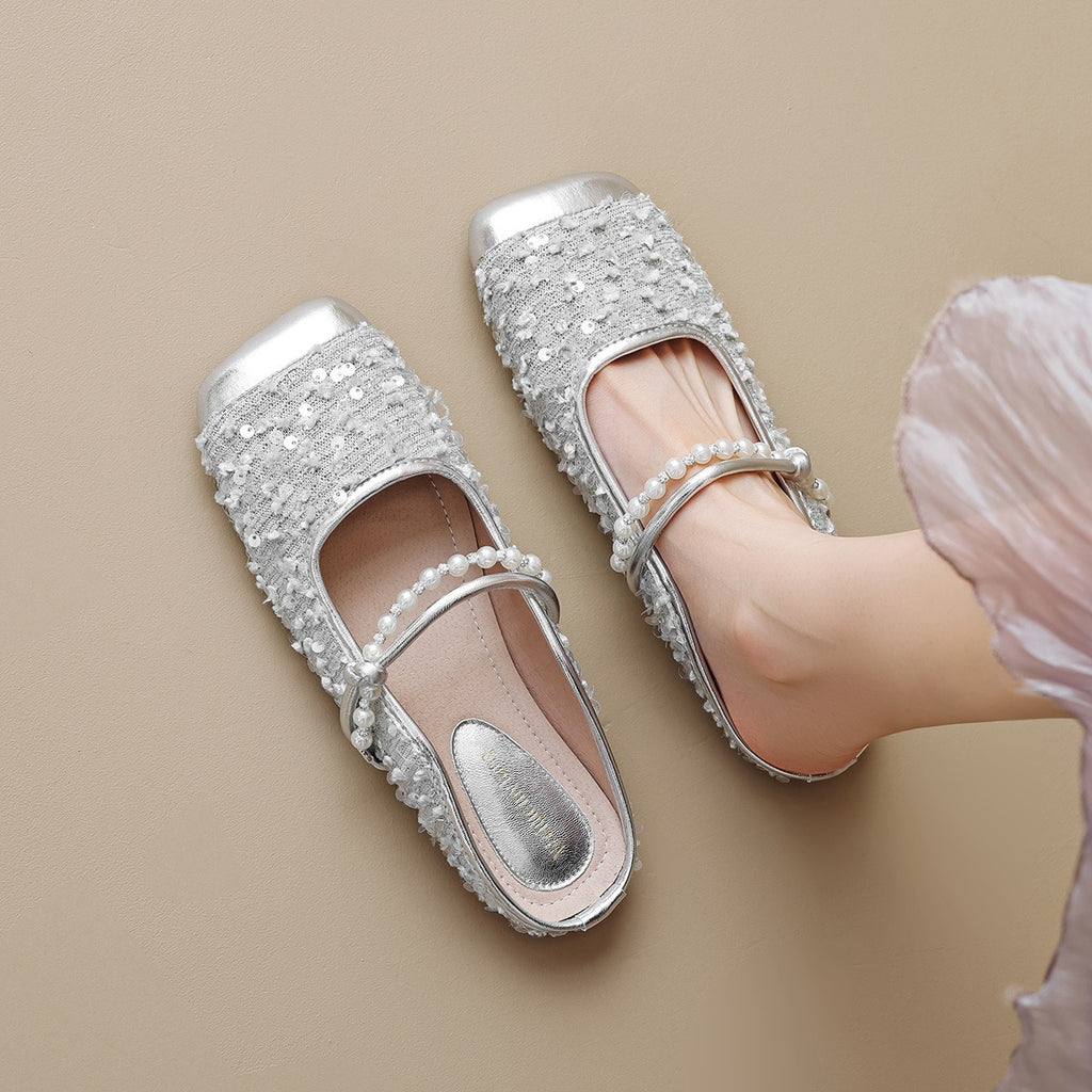 Pearl Embellished Minimalist Slide Sandals