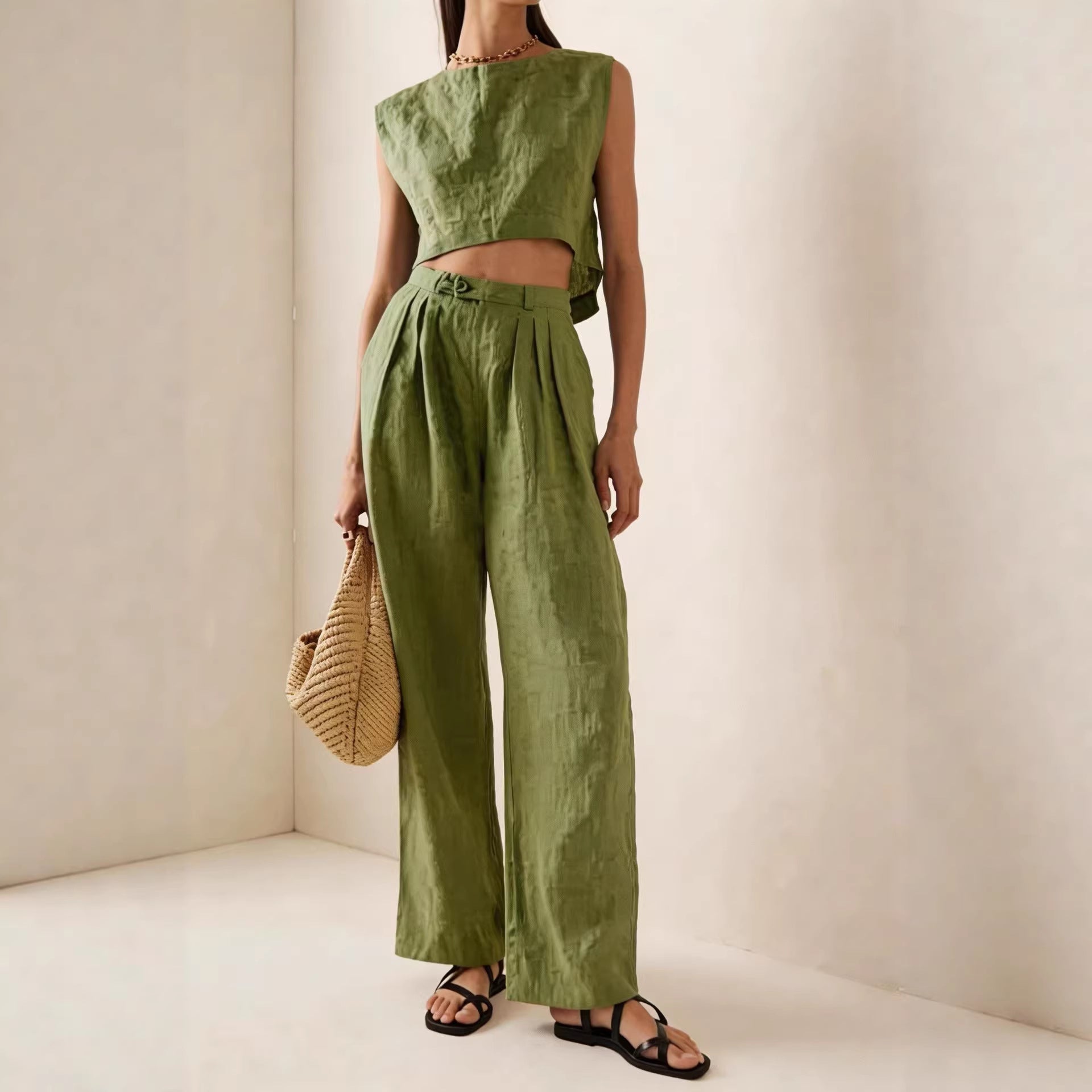 Women's casual two-piece set by Plush Fashion Hub with breathable T-shirt and relaxed pants, perfect for comfortable everyday wear.