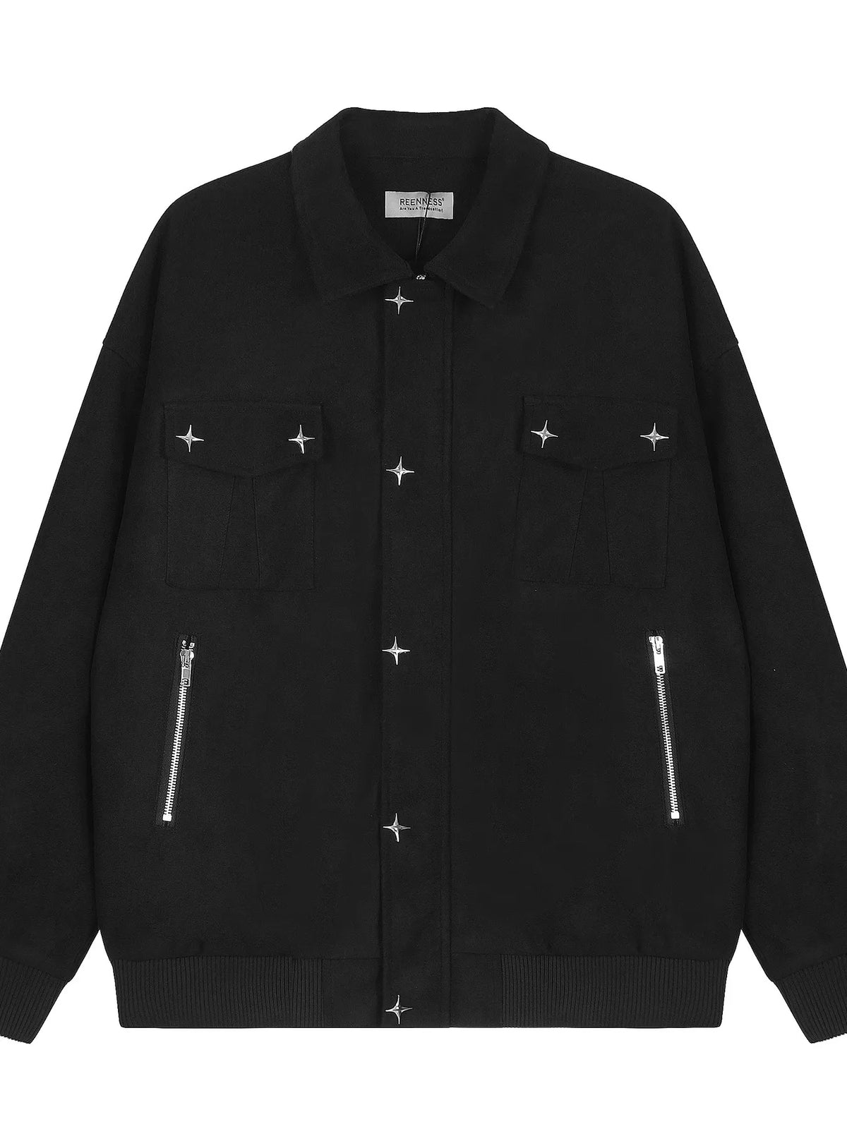 Men's collared neck long sleeve jacket, trendy men's outerwear with a stylish collar and comfortable fit, by Trendsi.