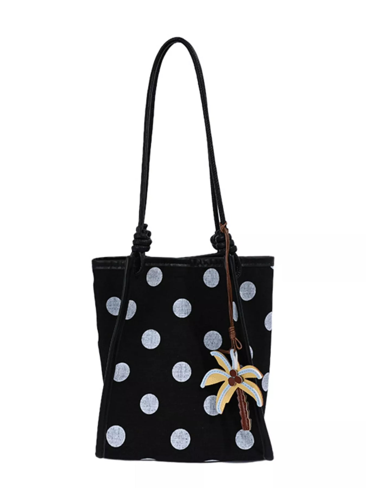 Plush Fashion Hub polka dot shoulder handbag with a stylish design, featuring a compact hand bag with polka dot pattern and shoulder strap.