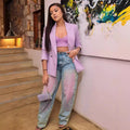 Washed Denim Straight Leg Jeans