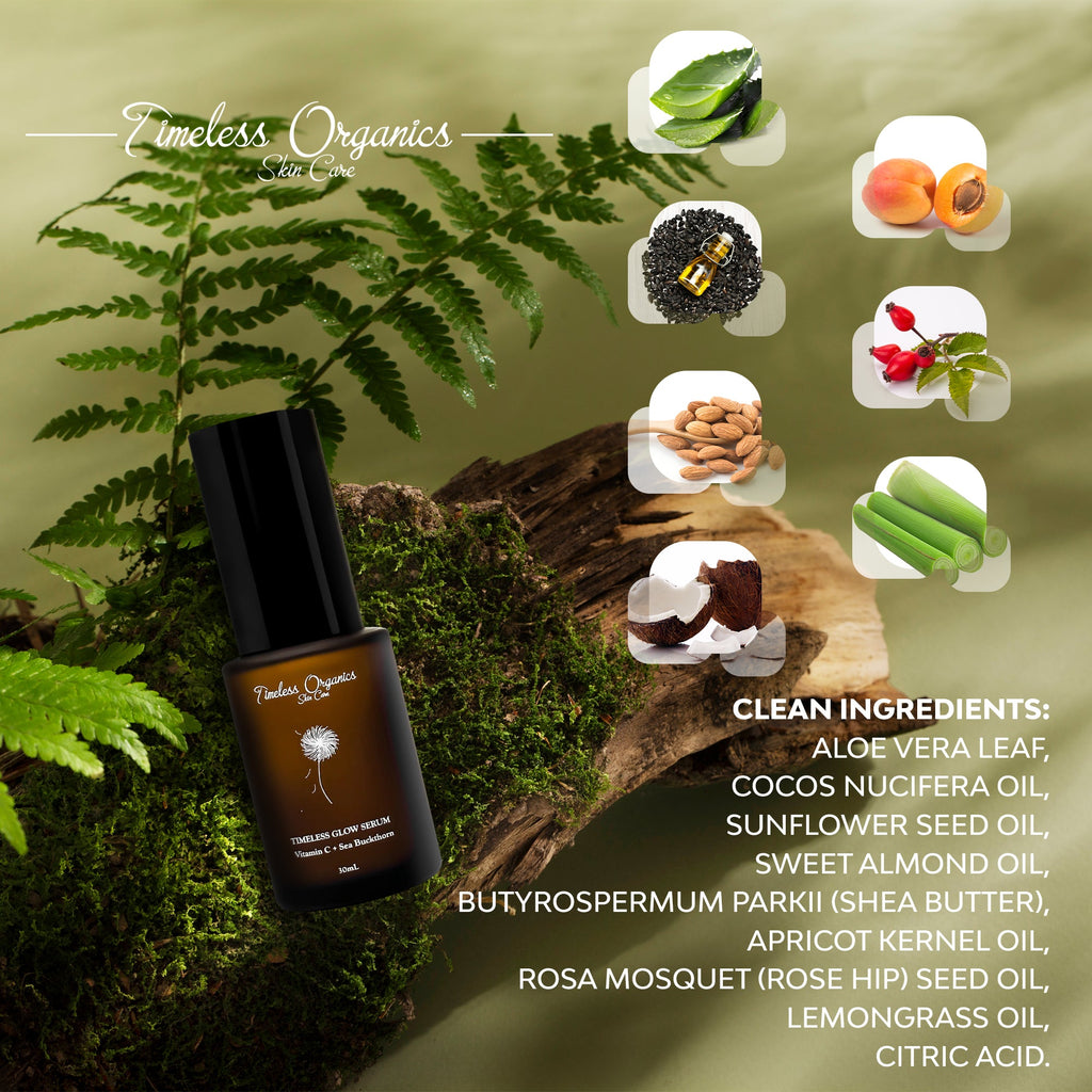 Timeless Glow Serum by Timeless Organics Skin Care, a moisturizing facial serum with a clear, lightweight liquid texture.