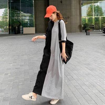 Women's Fashion Casual Cotton Colorblock Loose T-Shirt DressRevamp your wardrobe with our Women's Fashion Casual Cotton Colorblock Loose T-Shirt Dress. Made from lightweight polyester fiber, this orange-gray, green gray, and DressPlush Fashions ShopPlush Fashion Shop